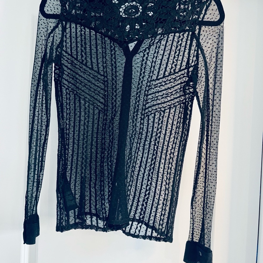 Elegant Black Sheer Lace Top